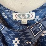 Pink Rose Women’s Blue Aztec Bohemian Print Pocket Short Sleeve Mini Dress Small Photo 3