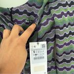 ZARA  Mini Dress Womens Long Sleeve Knit Purple Green Wave Pattern NWT Size S Photo 10