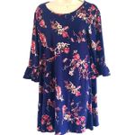Pink Rose Juniors Floral Dress with Bell Midi sleeves Size XL Photo 2