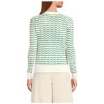 Lands' End  Green White Cotton Blend Pointelle Stripe Crew Button Trim Sweater MP Photo 13