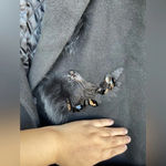 Kobi Halperin X Erte Anisa Fox and Rabbit Fur Combo Coat w/ Crystal Brooches L Black Size L Photo 9