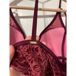 PINK - Victoria's Secret Victoria’s Secret PINK Burgundy Velvet Floral Bralette Top Size Medium Photo 2