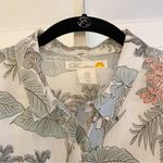 C&C California  Linen Tropical Print Button Down Shirt Ivory/Green Size M Photo 7
