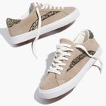 Madewell Sidewalk Low Top Tan Suede Glitter Casual Sneakers Photo 0