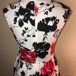 Belle Poque 1950’s Style Ruched White,Black & Red Floral Pin up Dress Size Small White Photo 7