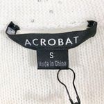 Acrobat New Silver Sequin Knit V-Neck Short Sleeve Sweater Linen Cotton White Photo 11