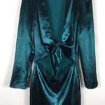 Lovers + Friends  Kendall Green Satin Jumpsuit Medium Tie Front Long Sleeve Photo 7