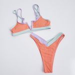 SheIn Ribbed Tri-Color Strappy Bikini Photo 2