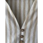 Petal and Pup  Women's Tan White Striped V-Neck Sleeveless Tiered Midi Dress Size 8 Photo 3