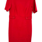 Talbots Size 8 Petites Red Short Sleeve Dress Midi Length Zip Up Rear Fitted Photo 0