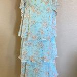 Lulus NWOT Charming Passion Mint Green Floral Off-the-Shoulder Maxi Dress Photo 0
