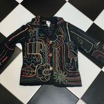 Chico's Vintage 90s Chico’s Embroidered Cardigan Sweater Jacket Abstract Colorful Artsy Photo 0