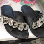 Philipp Plein Black and Silver Embellished Flats Size 6 Photo 0