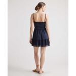 Quince  Womens Chiffon Smocked Sleeveless Mini Dress Navy Blue XL Photo 1