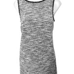 Ann Taylor LOFT Gray Tweed Sleeveless Fringe Back Zip Mini Shift Dress Size S Photo 3