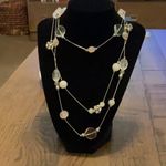 Long triple strand silver toned necklace Blue Photo 0