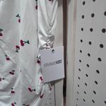 Orange Kiss  White Cherry Print Square Neck Ruched Side T-Shirt Top Plus Size 1X Photo 2