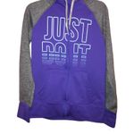 Nike Therma Fit Just Do It Full Zip Thumbhole Hoodie Grey Purple Medium Photo 0