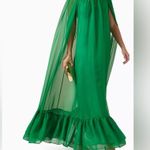 Alice + Olivia NEW  Lanelle Maxi Cape Dress in emerald green Chiffon Sz M Photo 2