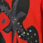 Vtg Regency Collection For Joyce Womens Sweater Sz M Red Black Abstract Sequin Size M Photo 2