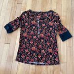 Onyx Sundance Black Cordelia Bloom Cotton Henley Thermal Top floral Photo 1