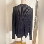 J.Crew XL Navy 100% Cotton Open Knit V-Neck Button Cardigan Sweater Photo 1