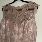 Tadashi Shoji  Pink Sequin Illusion Lace Dress blush mauve size 14 sleeveless Photo 3