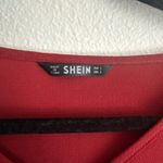 SheIn  Blouse V-Neck 3/4 Sleeve‎ Tie-Cuff Burgundy Top Size S Photo 4