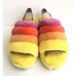 UGG  WOMEN FLUFF YEAH SLIDE PRIDE RAINBOW YELLOW SANDAL Size 8.0 US Photo 10