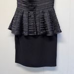 Halston Heritage  Black One Shoulder Peplum Cocktail Dress Size 6 Photo 4