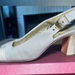 Bruno Magli Cream Canvas Band Slingback Heels with Cap Toe Size 10 White Photo 13