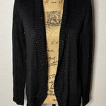 Saks 5th Avenue Saks Fifth Avenue Black Sequin Cardigan Sweater Wool Silk Open Front Size S Photo 0