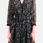 The Kooples - Size Medium US 6 FR 2 - 3/4 Length Sleeve Dress Black & White SO Photo 0