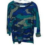 French Laundry Camo Waffle Knit 3/4 Sleeve Hi-Low Small Photo 0