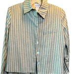 Vintage Brownstone Studio 2 piece 90s skirt business suit 100% silk size 8 P Blue Photo 0