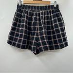 American Eagle Navy Blue & Gray Plaid Tie Waist Shorts Size M NEW Photo 1