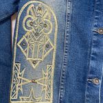 Swayze Y2K Brazil Denim Jacket Embroidered Rhinestone Studded Rustic Biker Photo 4