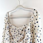 Wilfred Puff Sleeve Polka Dot Crop Lolita Blouse Birch Classic Navy Large NWT Photo 8