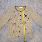 Vintage Christopher & Banks Novelty Cardigan Womens Sm OWL Embroidery 90s Y2K Brown Photo 5