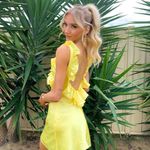 House Of CB  Tink Satin Ruffle Mini Dress in Buttercup Size Large+ (X-Large) Photo 13