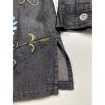 Liz & Me Womens Size 3X Dark Denim Embroidered Cotton Button Up Shirt Bohemian Blue Photo 8