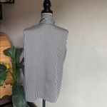 Ming Wang Sleeveless Striped Button Down Black White Blouse Size Large Photo 10