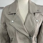 BLANK NYC Size M Life Changer Taupe Vegan Leather Full-Zip Moto Jacket Neutral Photo 5