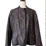 Coldwater Creek  Shaped Metallic Jacquard Jacket Career Blazer Plus Sz 14 Petite Photo 0