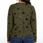 Buffalo Khaki Green Black Star Printed Novelty Print Crewneck Cozy Top NWT Photo 4