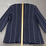 Misook  Heritage Knit Jacket Blazer Chevron Spiderweb Print Navy Sz L Photo 6
