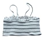 Womens Bikini Top Bandeau Smocked Square Neck Striped Gray Black M Size M Photo 1