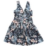 Alythea Tropical Floral Mini Dress Small S Navy Blue Pink Deep V Anthropologie Photo 0