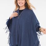 Chico's  Denim Blue Lace Up Fringe Knit Poncho OS Photo 5