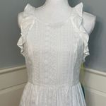 CeCe  White Eyelet Shirred Ruffled Tiered Midi Dress NWT 2 Photo 1